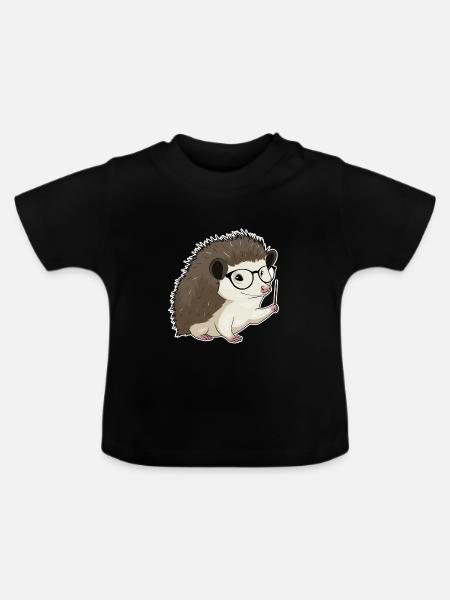Igel Lehrer Zeigestab Schule - Baby Bio-T-Shirt mit Rundhals - Schwarz