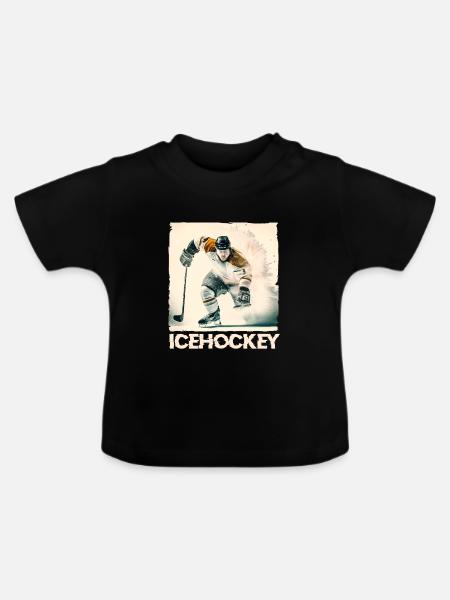 Eishockeyspieler - Baby Bio-T-Shirt mit Rundhals - Schwarz
