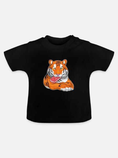 Tiger Fleisch - Baby Bio-T-Shirt mit Rundhals - Schwarz
