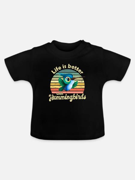 Kolibri - Baby Bio-T-Shirt mit Rundhals - Schwarz
