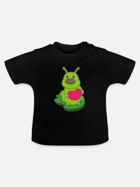 Raupe Herz - Baby Bio-T-Shirt mit Rundhals - Schwarz