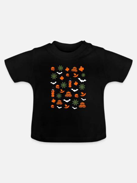 Halloween-Muster - Baby Bio-T-Shirt mit Rundhals - Schwarz