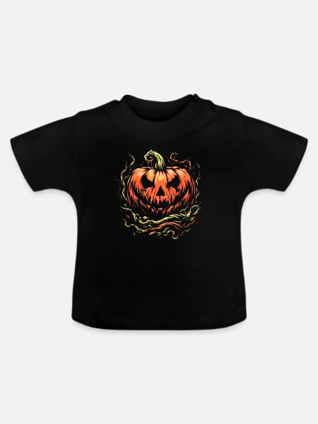Halloween pumpkin - Baby Bio-T-Shirt mit Rundhals - Schwarz