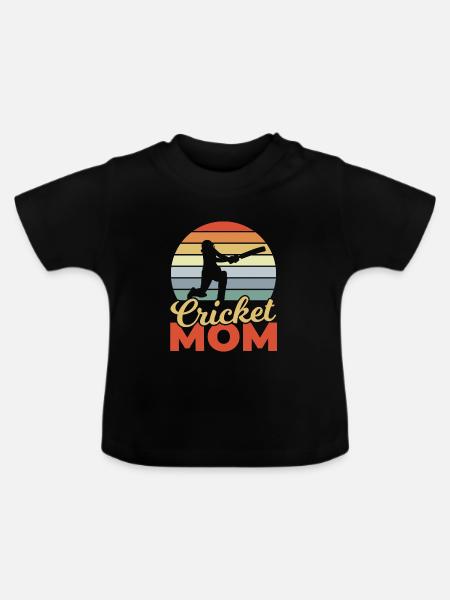 Lustige Cricket Mutter - Baby Bio-T-Shirt mit Rundhals - Schwarz