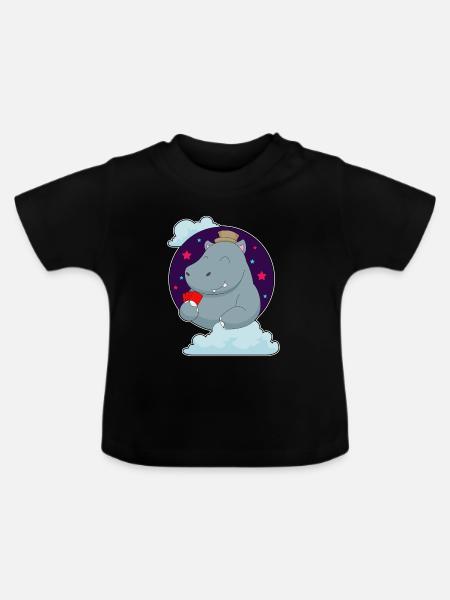 Nilpferd Poker Pokerkarten - Baby Bio-T-Shirt mit Rundhals - Schwarz