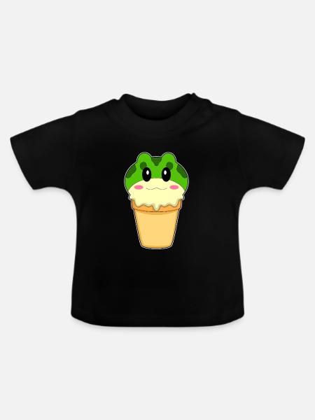 Frosch Eiswaffel - Baby Bio-T-Shirt mit Rundhals - Schwarz