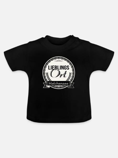 Lieblingsort Walchensee - Baby Bio-T-Shirt mit Rundhals - Schwarz