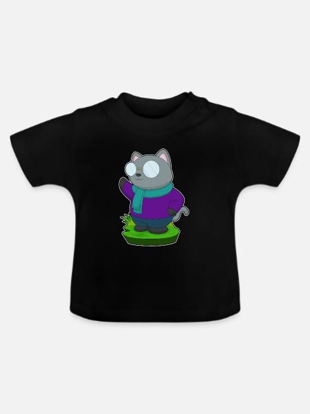 Katze Winter Schal  - Baby Bio-T-Shirt mit Rundhals - Schwarz