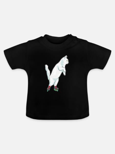 Katze Inline skating Inline skates - Baby Bio-T-Shirt mit Rundhals - Schwarz