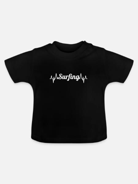 Surfen Pulsschlag - Baby Bio-T-Shirt mit Rundhals - Schwarz