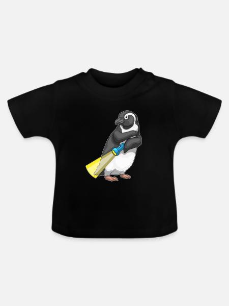 Pinguin Taschenlampe - Baby Bio-T-Shirt mit Rundhals - Schwarz