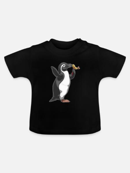 Pinguin Fisch Tempura - Baby Bio-T-Shirt mit Rundhals - Schwarz