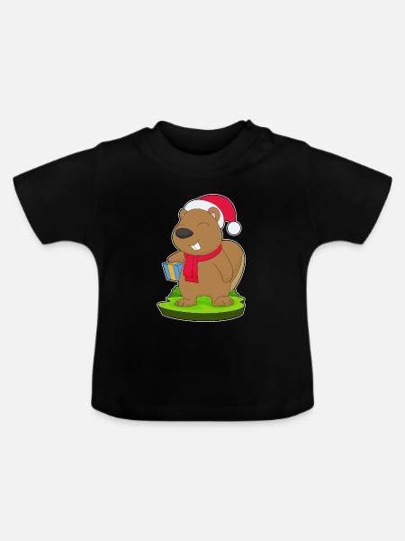 Biber Weihnachten Paket - Baby Bio-T-Shirt mit Rundhals - Schwarz
