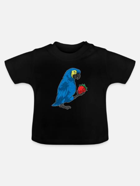 Papagei Erdbeere - Baby Bio-T-Shirt mit Rundhals - Schwarz