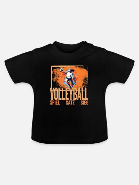 Spiel - Satz - Sieg - Volleyball - Baby Bio-T-Shirt mit Rundhals - Schwarz
