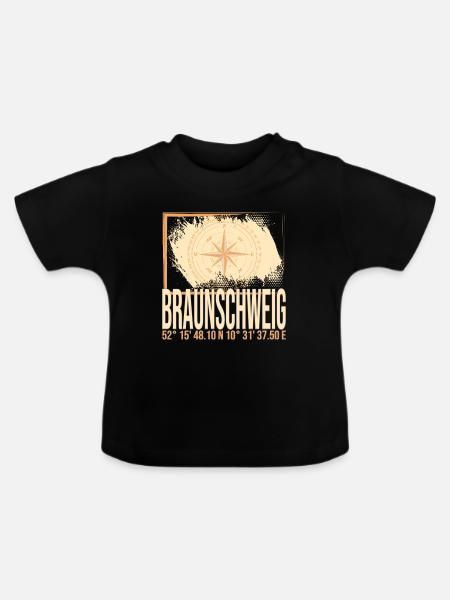 Braunschweig Koordinaten - Baby Bio-T-Shirt mit Rundhals - Schwarz
