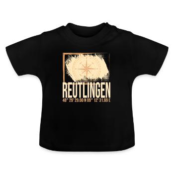 Reutlingen Koordinaten - Baby Bio-T-Shirt mit Rundhals - Schwarz - Vorne