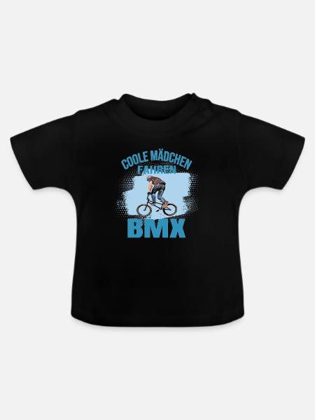 Coole Mädchen fahren BMX - Baby Bio-T-Shirt mit Rundhals - Schwarz