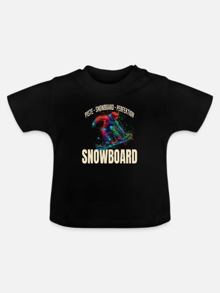 Piste - Snowboard - Perfektion - Baby Bio-T-Shirt mit Rundhals - Schwarz