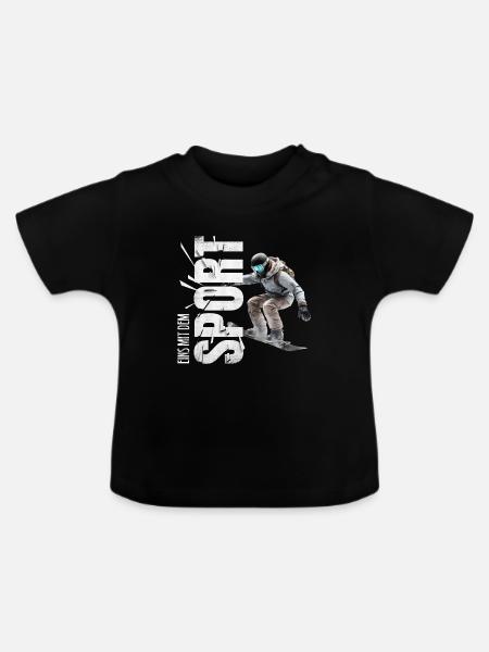 Eins mit dem Sport - Snowboard - Baby Bio-T-Shirt mit Rundhals - Schwarz