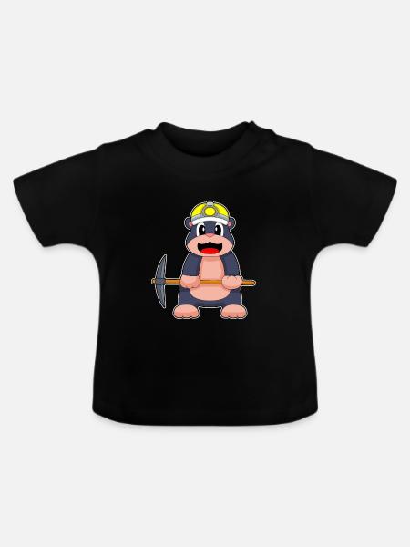 Maulwurf Bergarbeiter Spitzhacke Bergbau - Baby Bio-T-Shirt mit Rundhals - Schwarz