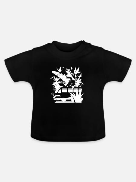 Cartoon Eisenbahn - Baby Bio-T-Shirt mit Rundhals - Schwarz