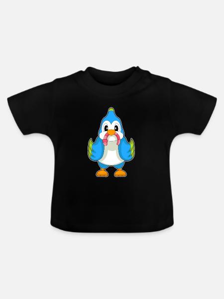 Papagei Wurm - Baby Bio-T-Shirt mit Rundhals - Schwarz
