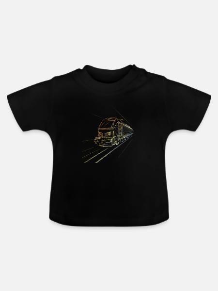Zug Skizze 90er Look - Baby Bio-T-Shirt mit Rundhals - Schwarz