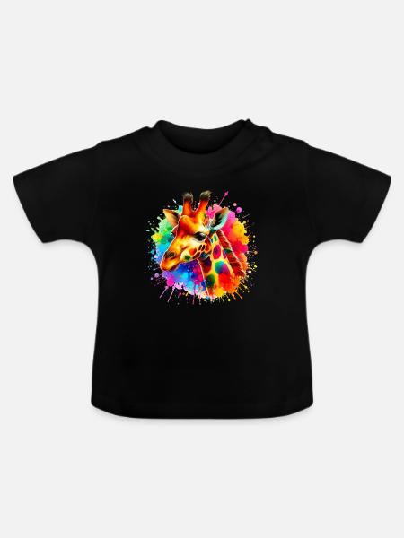 Giraffe - Baby Bio-T-Shirt mit Rundhals - Schwarz