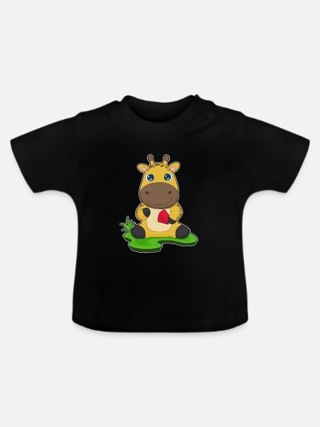 Giraffe Poker Pokerkarten - Baby Bio-T-Shirt mit Rundhals - Schwarz