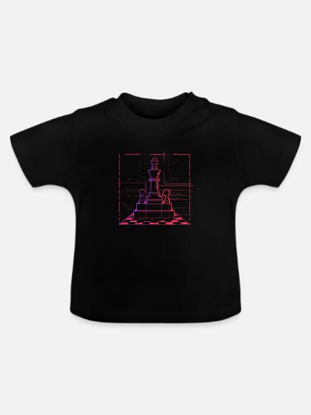 Schachfiguren Skizze Retrowave - Baby Bio-T-Shirt mit Rundhals - Schwarz