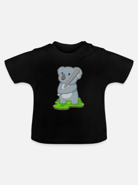 Koala Baseball Baseballschläger - Baby Bio-T-Shirt mit Rundhals - Schwarz