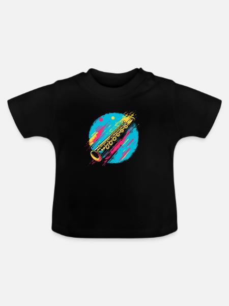 Flöte - Baby Bio-T-Shirt mit Rundhals - Schwarz