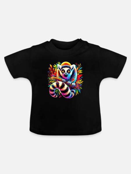 Lemur - Baby Bio-T-Shirt mit Rundhals - Schwarz