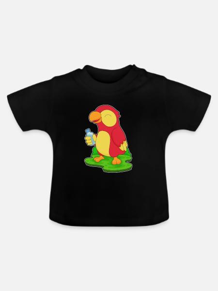 Papagei Wasserflasche - Baby Bio-T-Shirt mit Rundhals - Schwarz