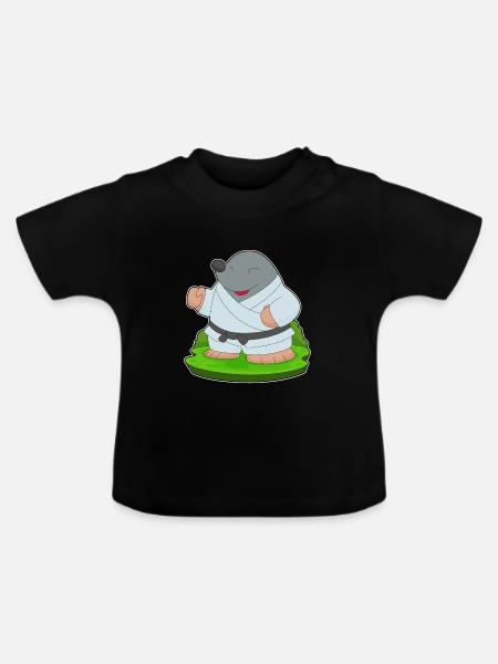 Maulwurf Karate Kampfsport - Baby Bio-T-Shirt mit Rundhals - Schwarz