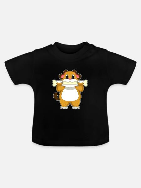 Hund Knochen - Baby Bio-T-Shirt mit Rundhals - Schwarz