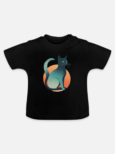Dunkle Katze - Baby Bio-T-Shirt mit Rundhals - Schwarz