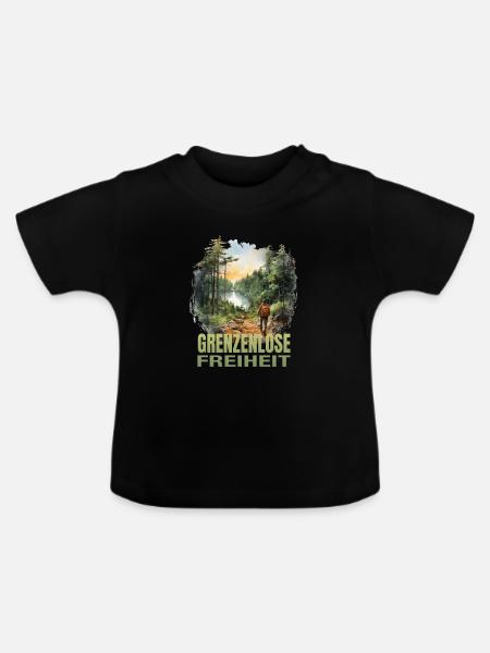 Grenzenlos wandern - Baby Bio-T-Shirt mit Rundhals - Schwarz