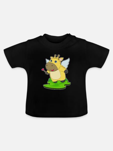 Giraffe Fee Zauberstab - Baby Bio-T-Shirt mit Rundhals - Schwarz