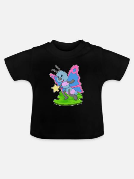 Schmetterling Stern - Baby Bio-T-Shirt mit Rundhals - Schwarz