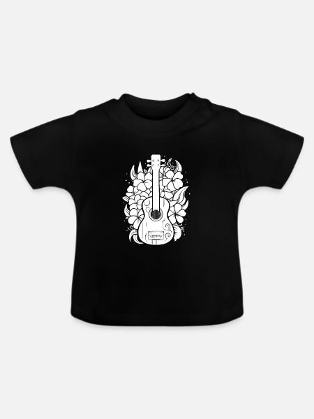 Cartoon Ukulele - Baby Bio-T-Shirt mit Rundhals - Schwarz