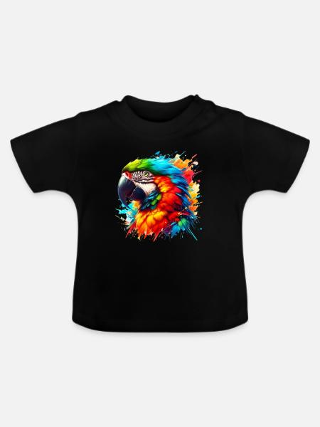 Papagei - Baby Bio-T-Shirt mit Rundhals - Schwarz