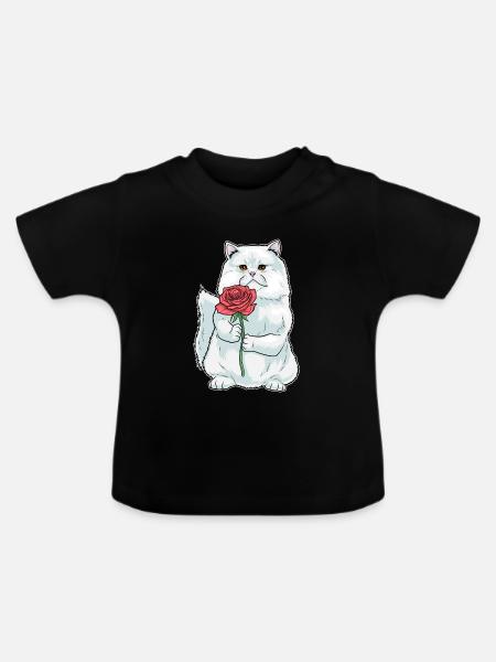 Persische Katze Rose - Baby Bio-T-Shirt mit Rundhals - Schwarz