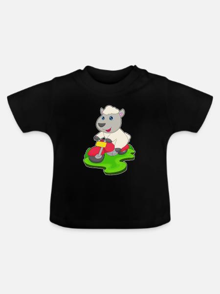 Schaf Motorrad - Baby Bio-T-Shirt mit Rundhals - Schwarz
