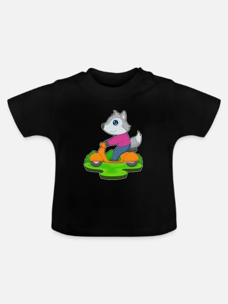 Wolf Motorroller - Baby Bio-T-Shirt mit Rundhals - Schwarz