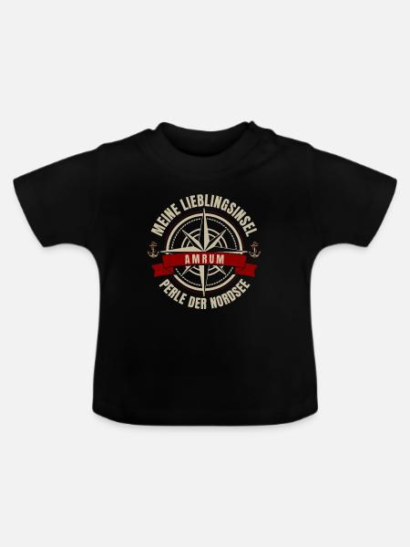 Meine Lieblingsinsel - Amrum - Baby Bio-T-Shirt mit Rundhals - Schwarz