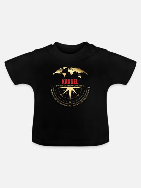 Koordinaten Kassel - Baby Bio-T-Shirt mit Rundhals - Schwarz