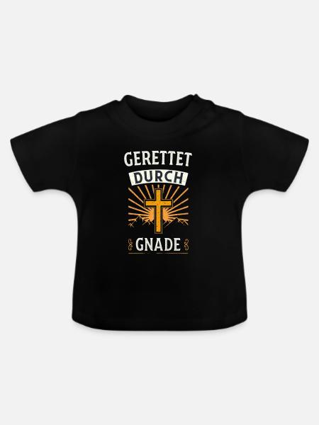 Gerettet durch Gnade - Baby Bio-T-Shirt mit Rundhals - Schwarz