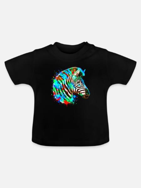 Zebra - Baby Bio-T-Shirt mit Rundhals - Schwarz